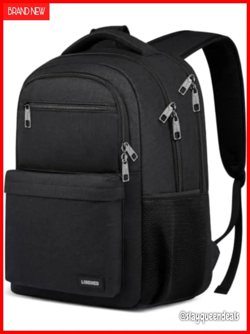 Black Backpack for Men, Water-Resistant 15.6 Inch Laptop Backpack, Large